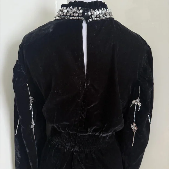 NWT Hope & Ivy Embellished High Neck Zadie Velvet Mini Dress sz 12
